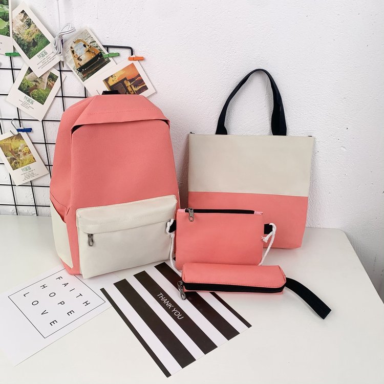 Canvas Zip Backpack One Size - Black,Pink,Yellow,Orange,Green,Royal Blue - One Size - Image 4