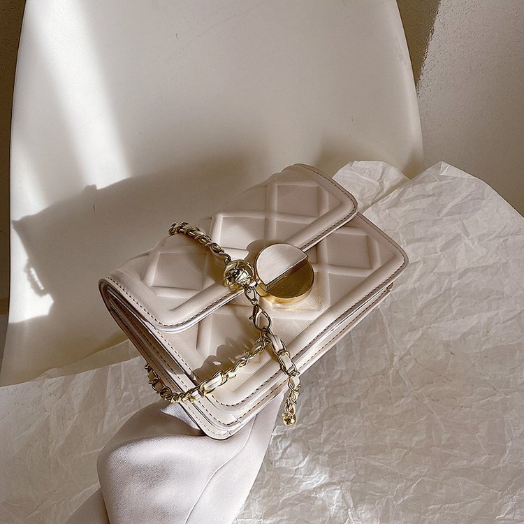 PU Leather Mini Square Shoulder Bag with Zipper and Stitching
