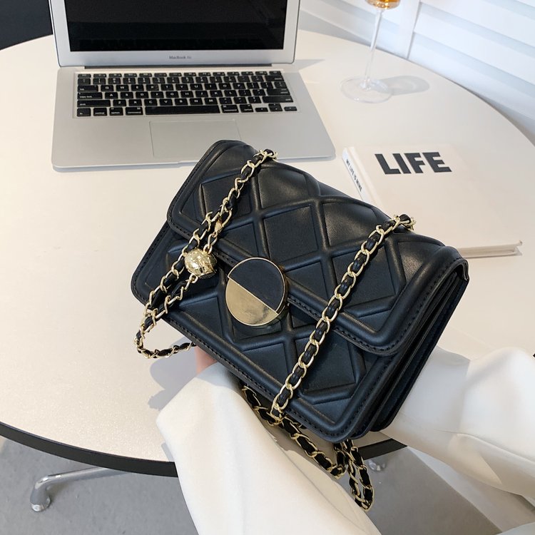 PU Leather Mini Square Shoulder Bag with Zipper and Stitching - Image 2