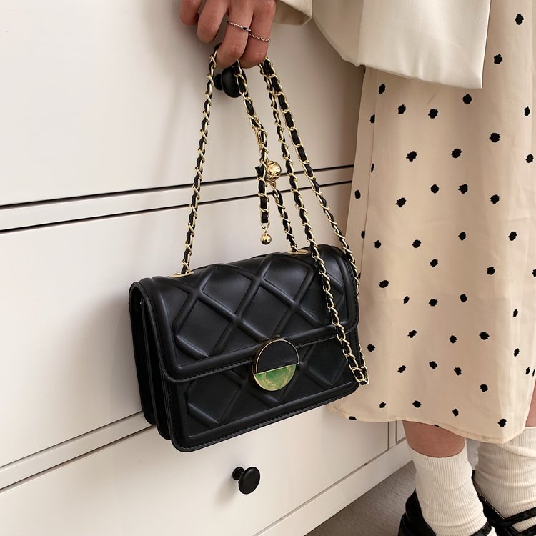 PU Leather Mini Square Shoulder Bag with Zipper and Stitching - Image 4