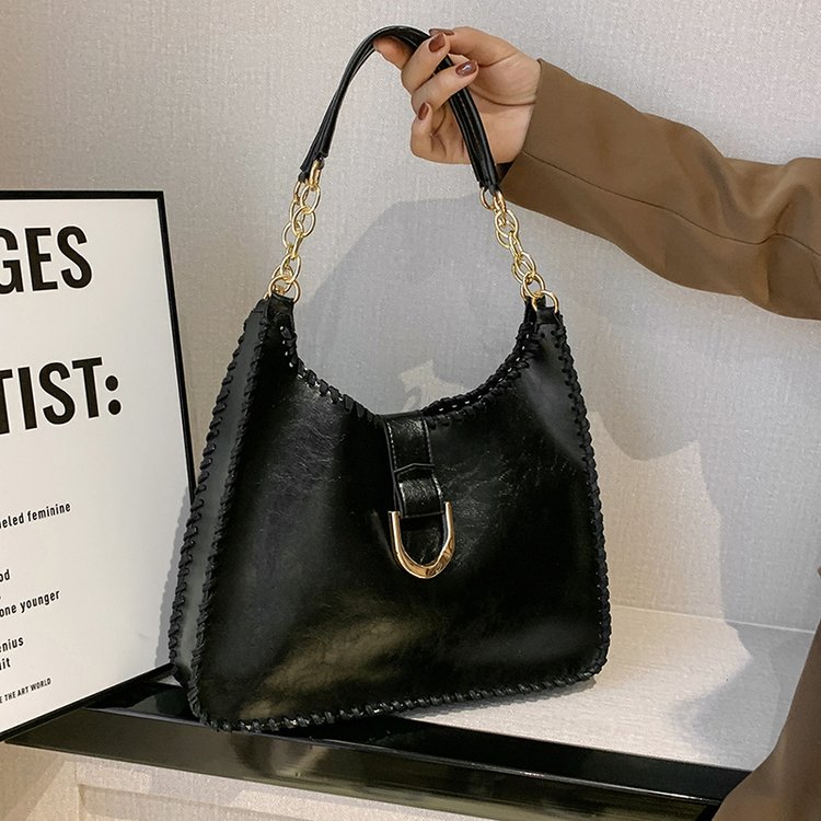 PU Magnetic Closure Stitched One-Shoulder Bag - Image 2