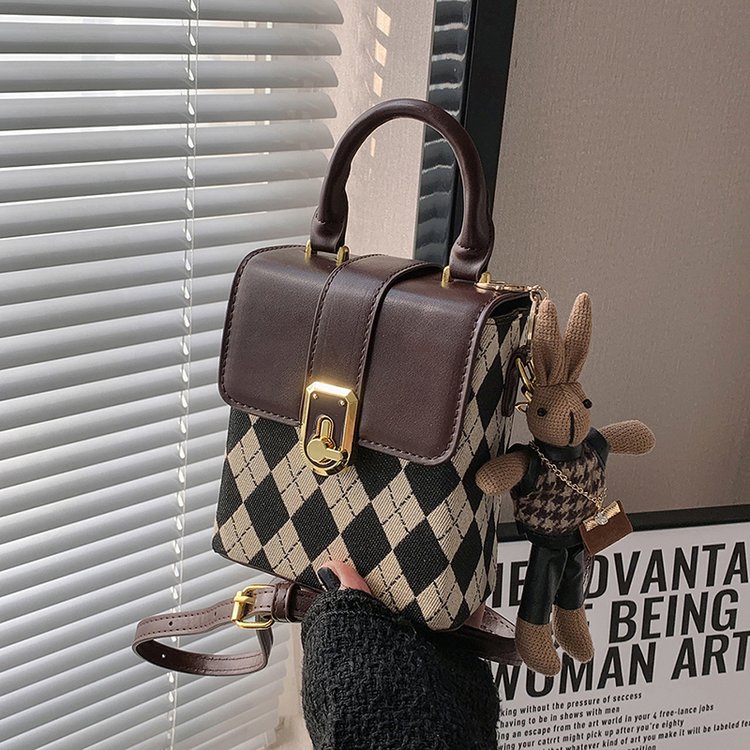 PU Shoulder Bag with Magnetic Closure and Stitching Detail - Black,Coffee,Brown - One Size - Image 2