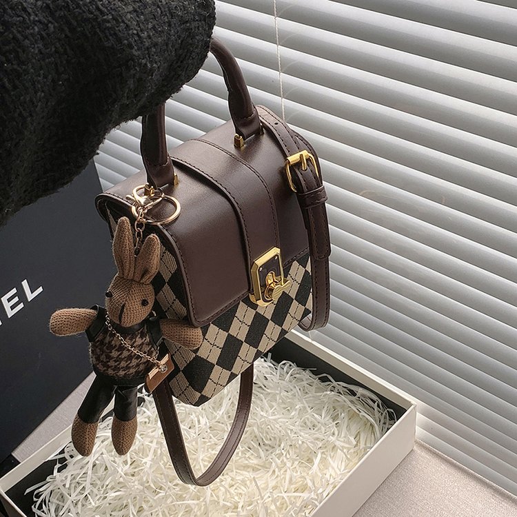 PU Shoulder Bag with Magnetic Closure and Stitching Detail - Black,Coffee,Brown - One Size - Image 4