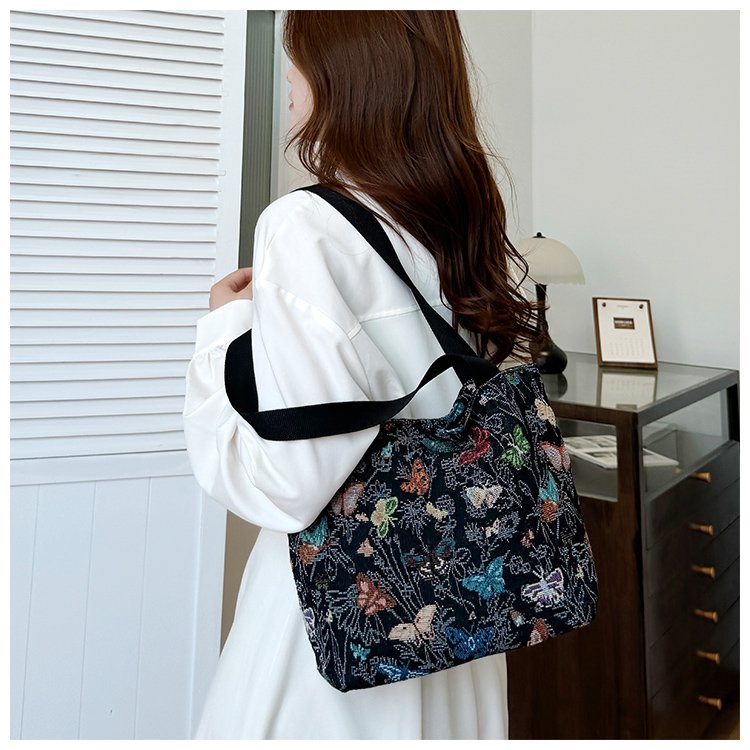 Cotton Linen Tote Bag with Zipper and Stitching Detail - Image 4