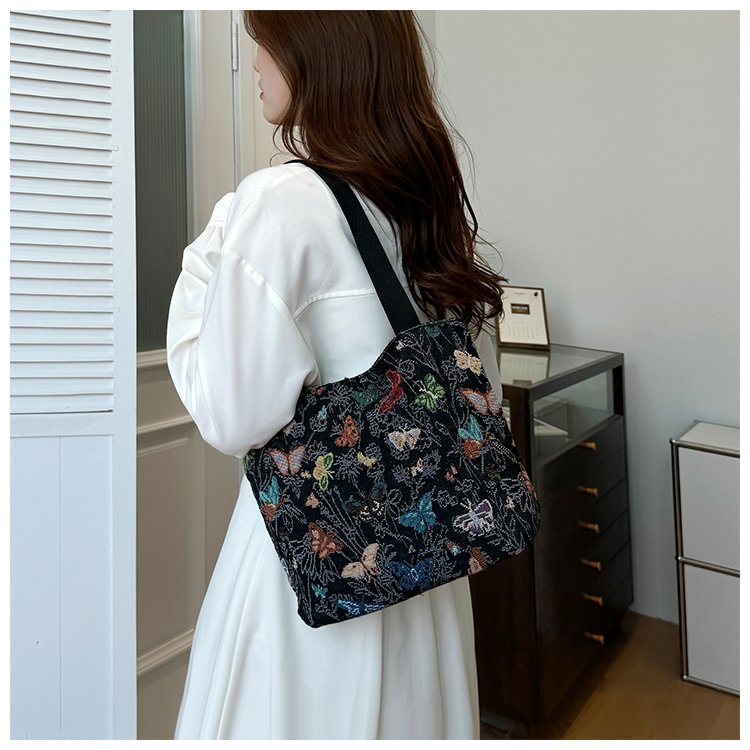 Cotton Linen Tote Bag with Zipper and Stitching Detail - Image 3