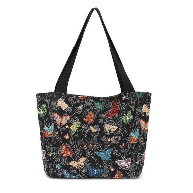 Cotton Linen Tote Bag with Zipper and Stitching Detail - Image 2