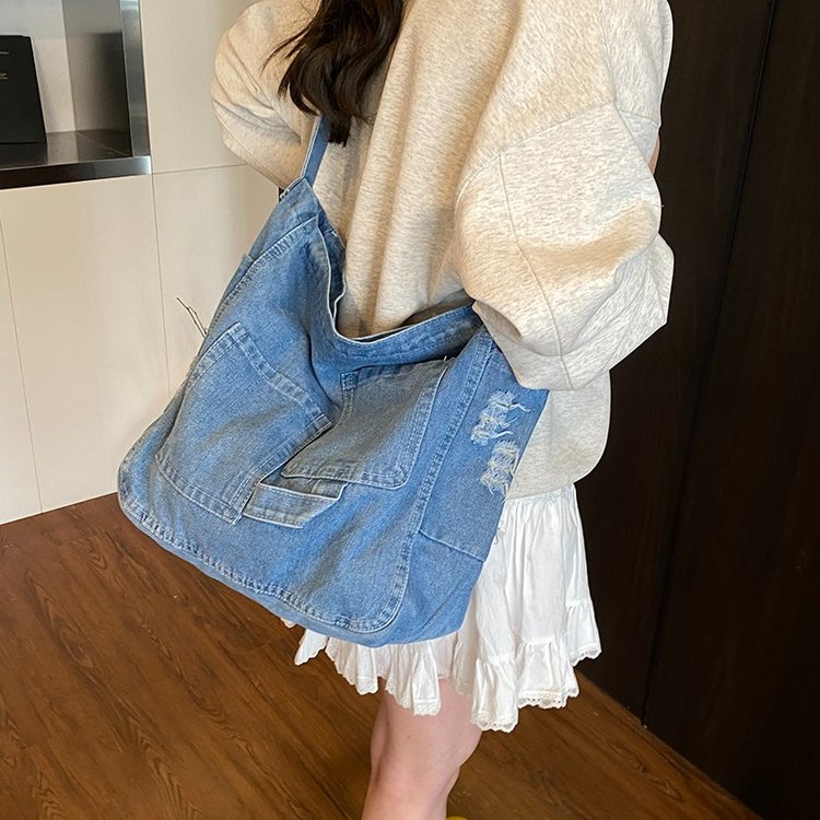 Nylon Crossbody Bag with Zipper Closure Summer 2025 One Size - Black,Light Blue,Dark Blue - One Size - Image 2