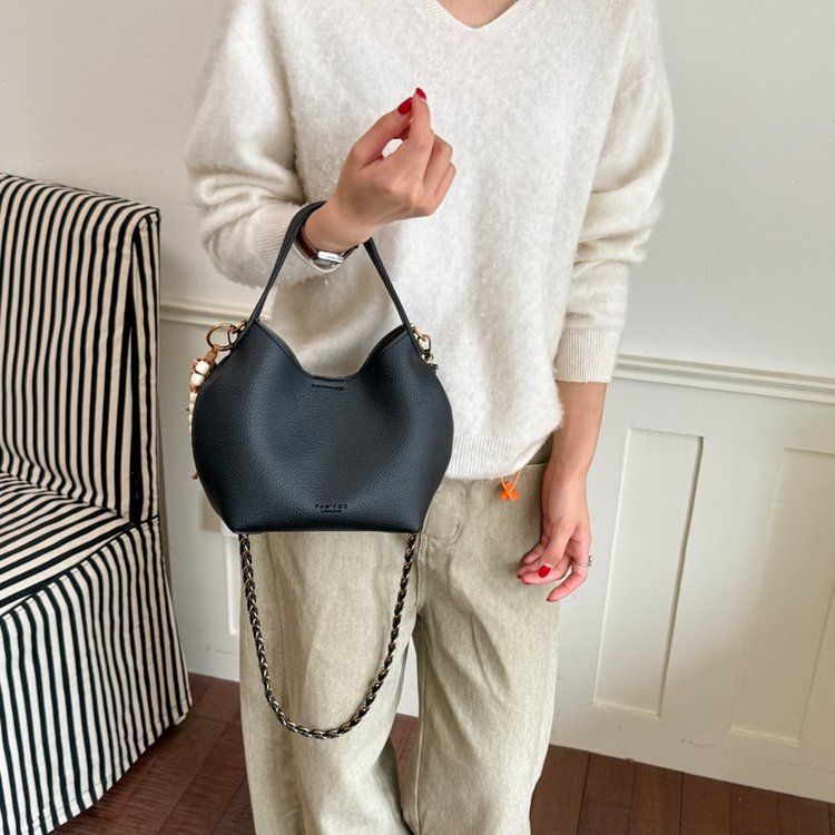 Women's Bucket Bag with Magnetic Closure - One Size - Off-White,Gray,Black,Brown - Image 2