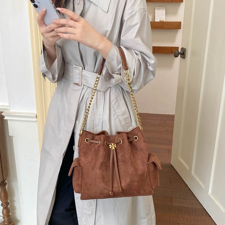 Women's Bucket Bag with Drawstring Closure - Fall 2026 - One Size - Image 3