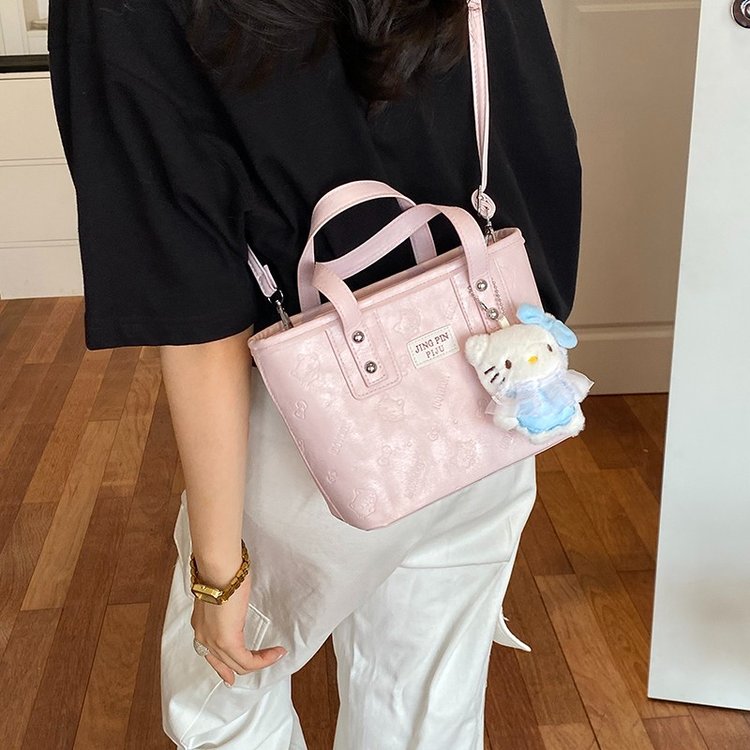 Women's One Shoulder Tote Bag with Zip Clasp Closure - Fall 2026 - White,Black,Blue,Pink - One Size - Image 4
