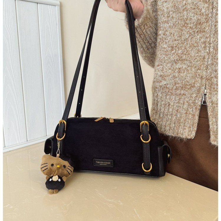 Leopard Print Underarm Shoulder Bag with Zipper and Patchwork - Image 4